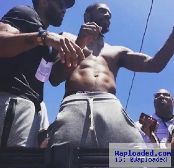 NBA player Kyrie Irving puts his eggplant on display